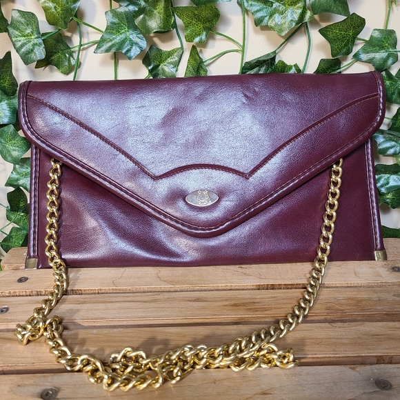 Vintage Horseshoe Leather Envelope Shoulder Clutch - Picture 2 of 13
